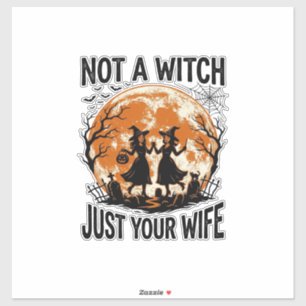 Funny Wife Halloween Vintage Witch Moon Design_1