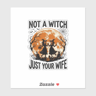 Funny Wife Halloween Vintage Witch Moon Design_1