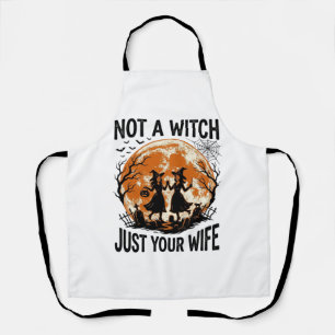 Funny Wife Halloween Vintage Witch Moon Design_1 Apron