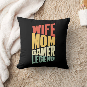 Funny Wife Mum gamer word art Cushion