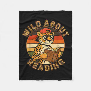Funny wild about reading funny leopard book lover fleece blanket