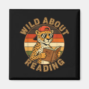 Funny wild about reading funny leopard book lover magnet
