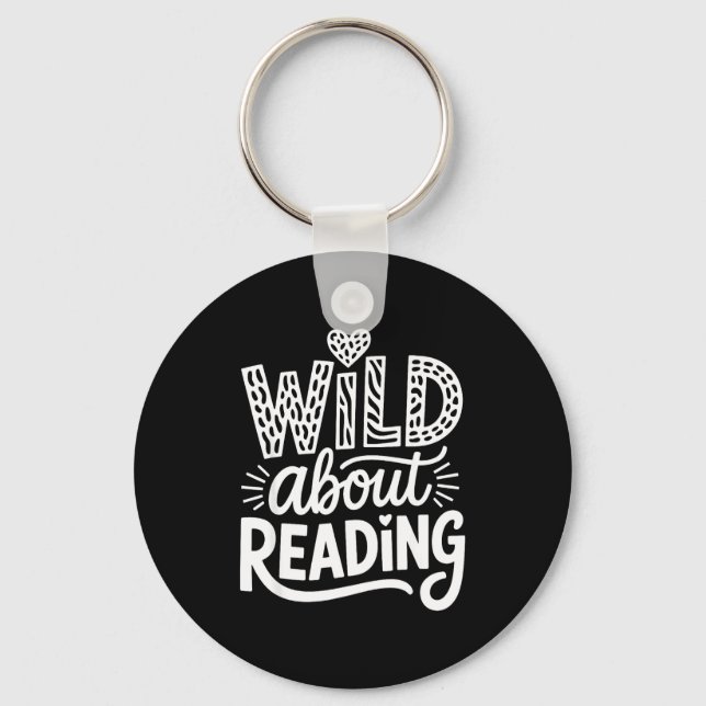 Funny wild about reading  key ring (Front)
