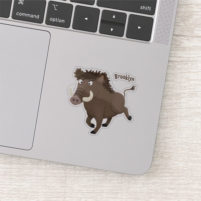 Funny wild boar razorback cartoon illustration (Detail)