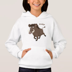 Funny wild boar razorback cartoon illustration