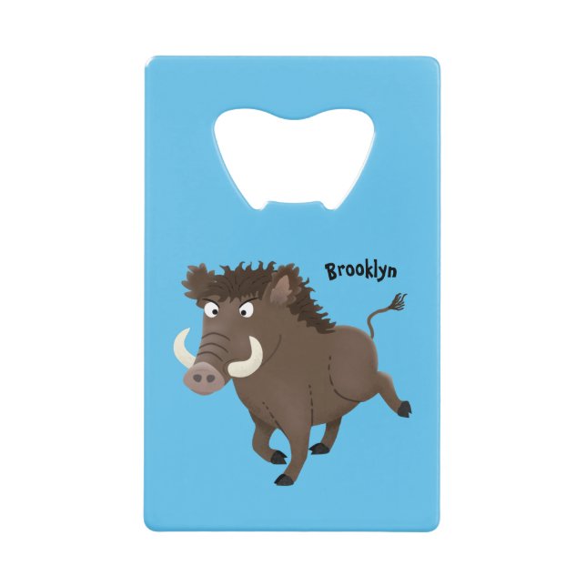 Funny wild boar razorback cartoon illustration  (Front)