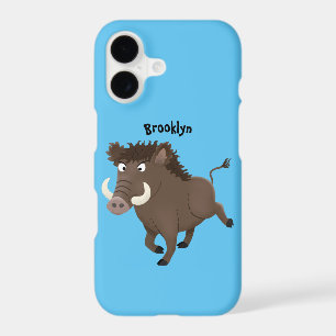 Funny wild boar razorback cartoon illustration