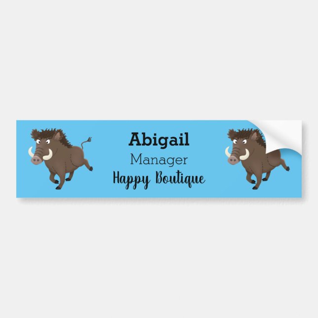 Funny wild boar razorback cartoon illustration bumper sticker (Front)