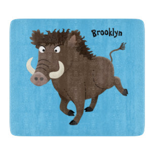 Funny wild boar razorback cartoon illustration cutting board