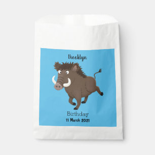 Funny wild boar razorback cartoon illustration favour bag
