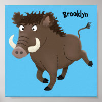 Funny wild boar razorback cartoon illustration