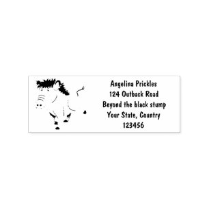 Funny wild boar razorback cartoon illustration rubber stamp