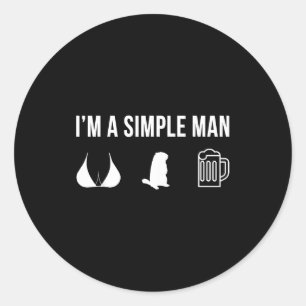 Funny Wild Groundhog Hunting Hunter Simple Man Classic Round Sticker