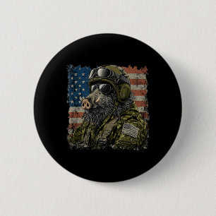 Funny Wild Hog Soldier for Military Lovers 6 Cm Round Badge