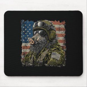 Funny Wild Hog Soldier for Military Lovers Mouse Pad