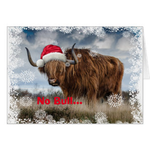 Funny Wild Yak Santa Hat Christmas Card
