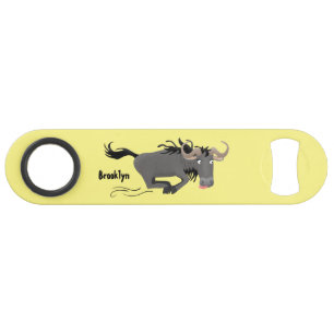 Funny wildebeest running cartoon illustration
