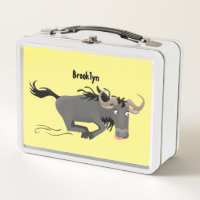 Funny wildebeest running cartoon illustration