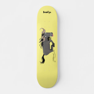 Funny wildebeest running cartoon illustration  skateboard