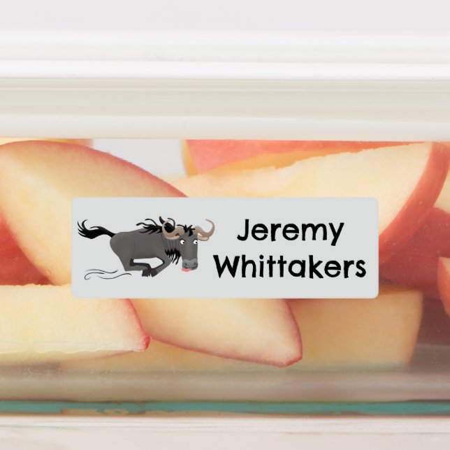 Funny wildebeest running cartoon personalised (Affixed)