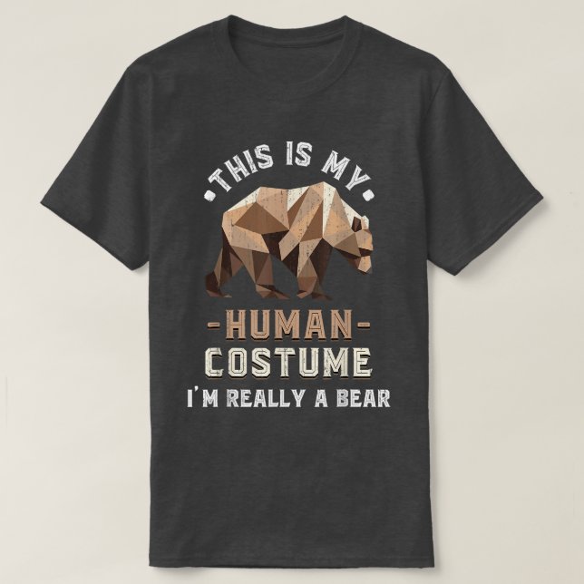 Funny Wildlife Animal Lover Human Costume Grizzly  T-Shirt (Design Front)
