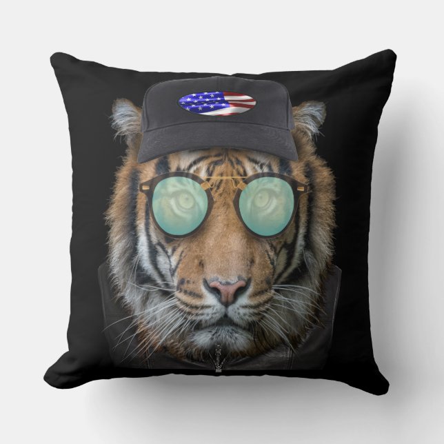 Funny wildlife dressed up Bengal Tiger Cushion (Front)