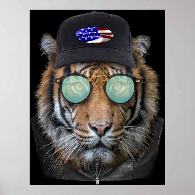 Funny wildlife dressed up Bengal Tiger Poster (Front)