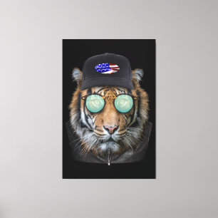Funny wildlife dressed up Funny Bengal Tiger Canvas Print