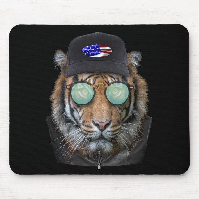 Funny wildlife dressed up Funny Bengal Tiger Mouse Pad (Front)