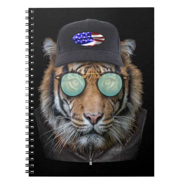 Funny wildlife dressed up Funny Bengal Tiger Notebook (Front)