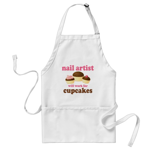Funny Will Work for Cupcakes Nail Artist Standard Apron (Front)