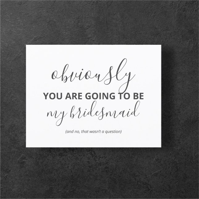 Funny Will You Be My Bridesmaid Modern Invitation Postcard (Creator Uploaded)