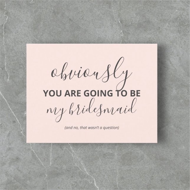 Funny Will You Be My Bridesmaid Modern Invitation Postcard (Creator Uploaded)