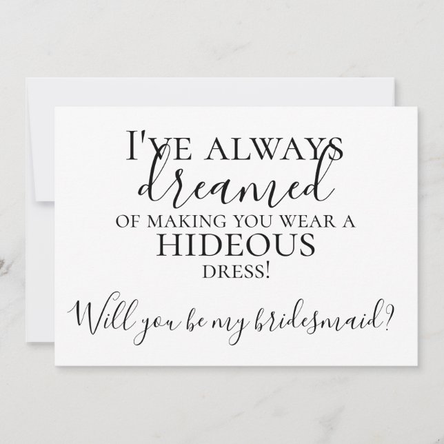 Funny Will You Be My Bridesmaid Proposal Invitation (Front)