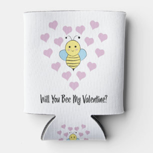 Funny Will You Bee My Valentine Can Cooler