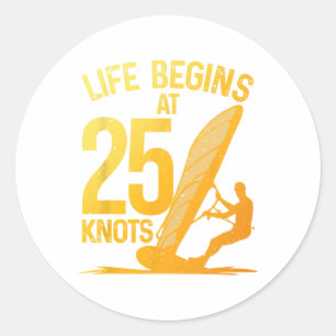 Funny Windsurfing Art For Men Women Wind Surfing W Classic Round Sticker