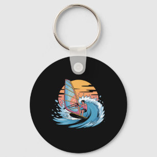 Funny Windsurfing Art For Men Women Windsurfer Win Key Ring