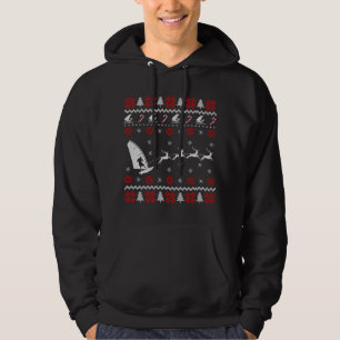 Funny Windsurfing Reindeer Ugly Christmas Sweater 