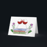 Funny Wine and Book Lover Birthday Card<br><div class="desc">Funny wine and book lover birthday card that is customisable with your personalised message.</div>