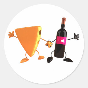 Funny Wine and Cheese Party Classic Round Sticker