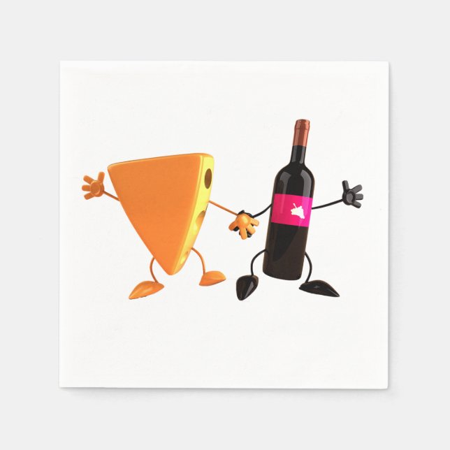 Funny Wine and Cheese Party Napkin (Front)