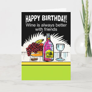 funny wine birthday wish card