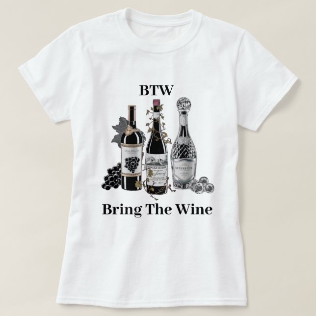 Funny Wine Bottles White T-Shirt (Design Front)