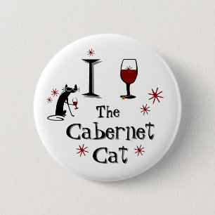 Funny Wine Cabernet Cat Fan  6 Cm Round Badge
