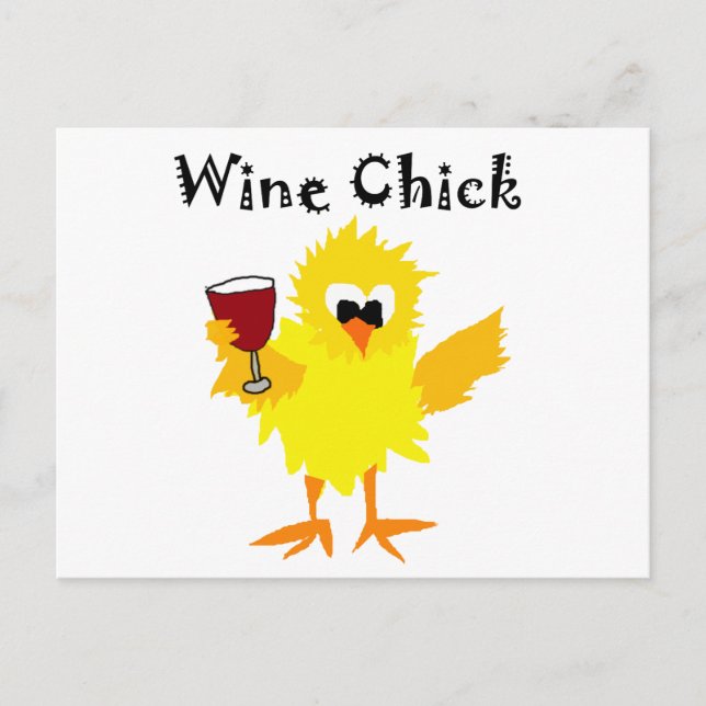 Funny Wine Chick Cartoon Postcard (Front)