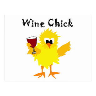 Funny Wine Chick Cartoon Postcard