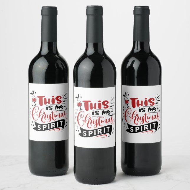 funny wine Christmas spirit party Wine Label (Bottles)