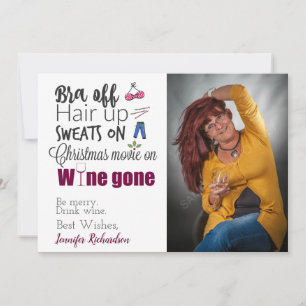 Funny Wine Drinkers Wine Gone Christmas Photo Holiday Card