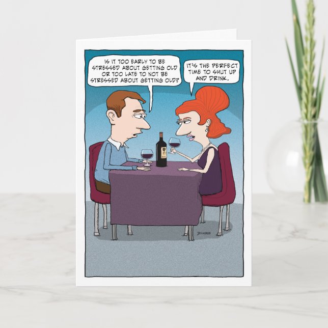 Funny Wine Drinking for Stress Relief Birthday Card (Front)