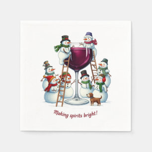Funny wine drinking snowman Holiday party  Napkin